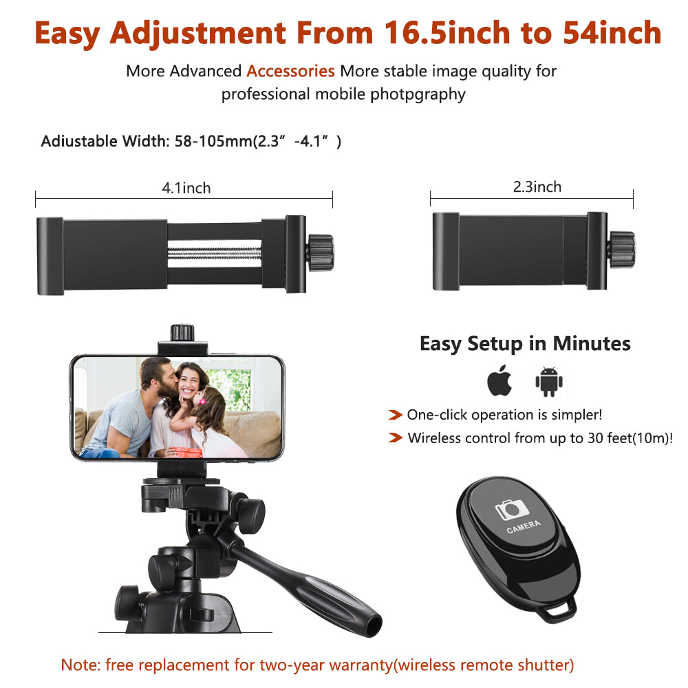 Victiv Phone Tripod, 54 Smartphone Tripod for iPhone, Aluminum Lightweight  Portable Camera Tripod Stand for DSLR/Action Camera/Samsung with Phone