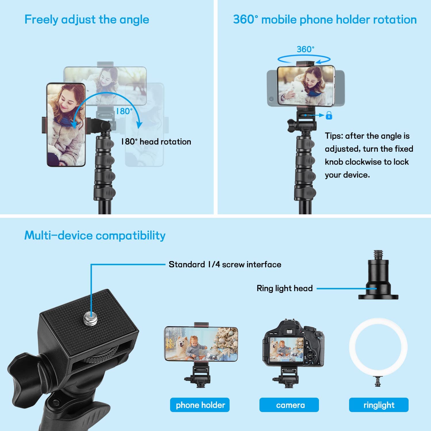 Selfie Stick Tripod, Extendable Bluetooth Selfie Stick, Compatible with  iPhone,Samsung Galaxy and More,White 